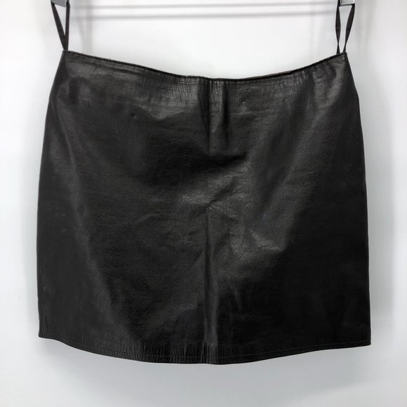 Theory Size 2 Leather Black Brown Chocolate Dark Brown Mini Skirt - Picture 11 of 16
